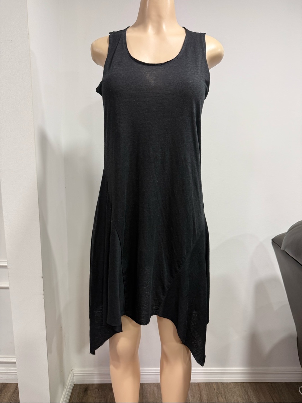 All Saints Black Asymmetrical Sleeveless Dress